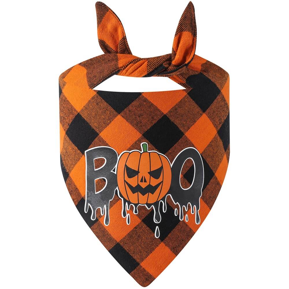 Bavoir Lettre Plaid Halloween pour Animaux | Bavoir Cadeau en Coton pour Animaux