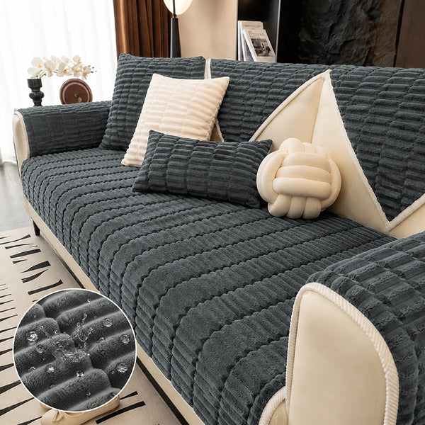 Housse de canapé en flanelle imperméable et confortable, protection antidérapante.