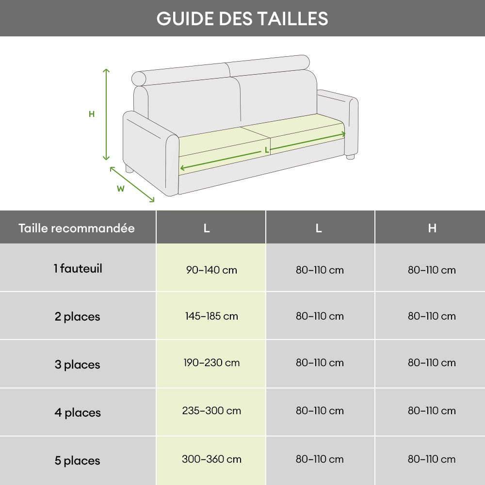 Housse de canapé extensible 3 place en tissu chevrons, pleine couverture, confortable et résistante aux griffures.
