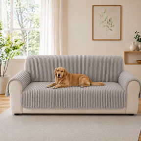 Housse fauteuil de canapé en une seule pièce non glissante, douce et adaptée aux animaux - Rayures