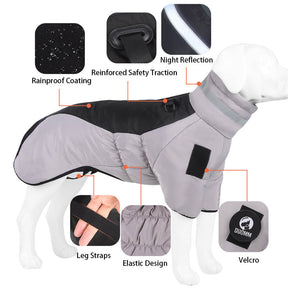 Veste d'hiver réfléchissante en coton pour grand chien idéale pour les sorties en extérieur