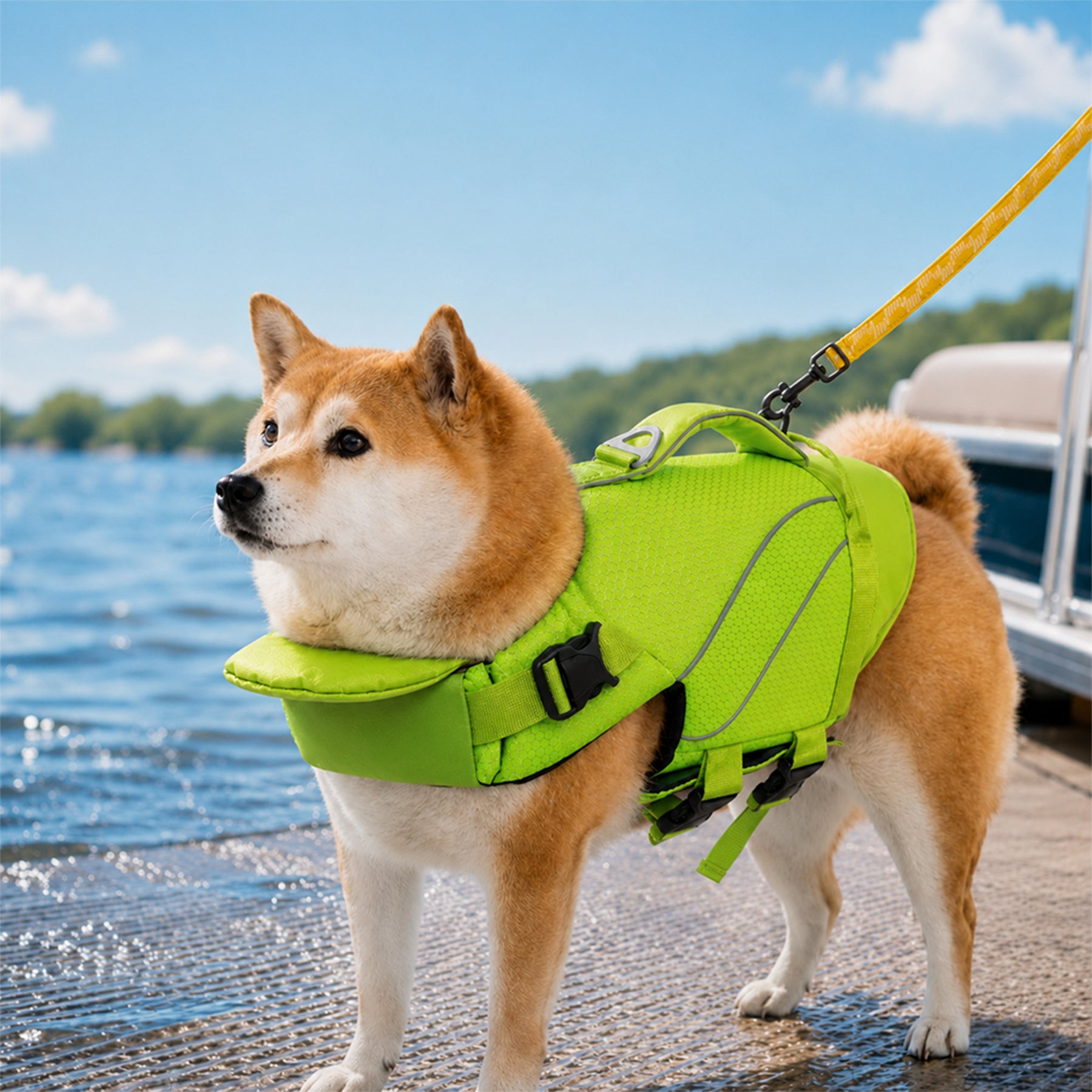 Gilet de sauvetage pour chien avec support de menton amovible