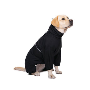 Imperméable pour chien à col roulé et coupe élastique avec bande réfléchissante