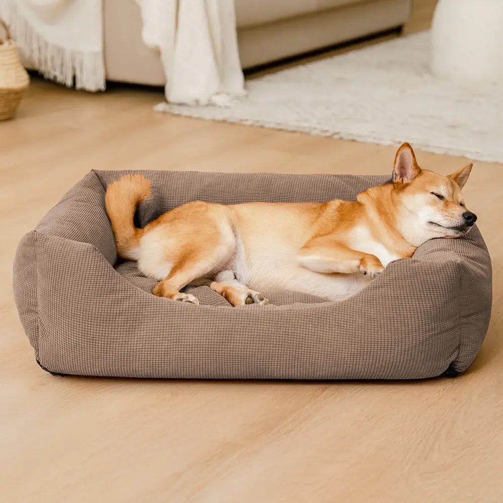 Lit pour chien confortable en velours côtelé détachable résistant aux rayures et respirant