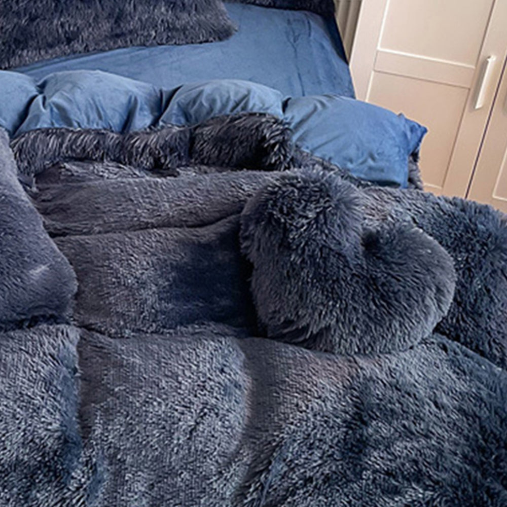 Parure de couette en peluche longue et épaisse chaude romantique et luxueuse