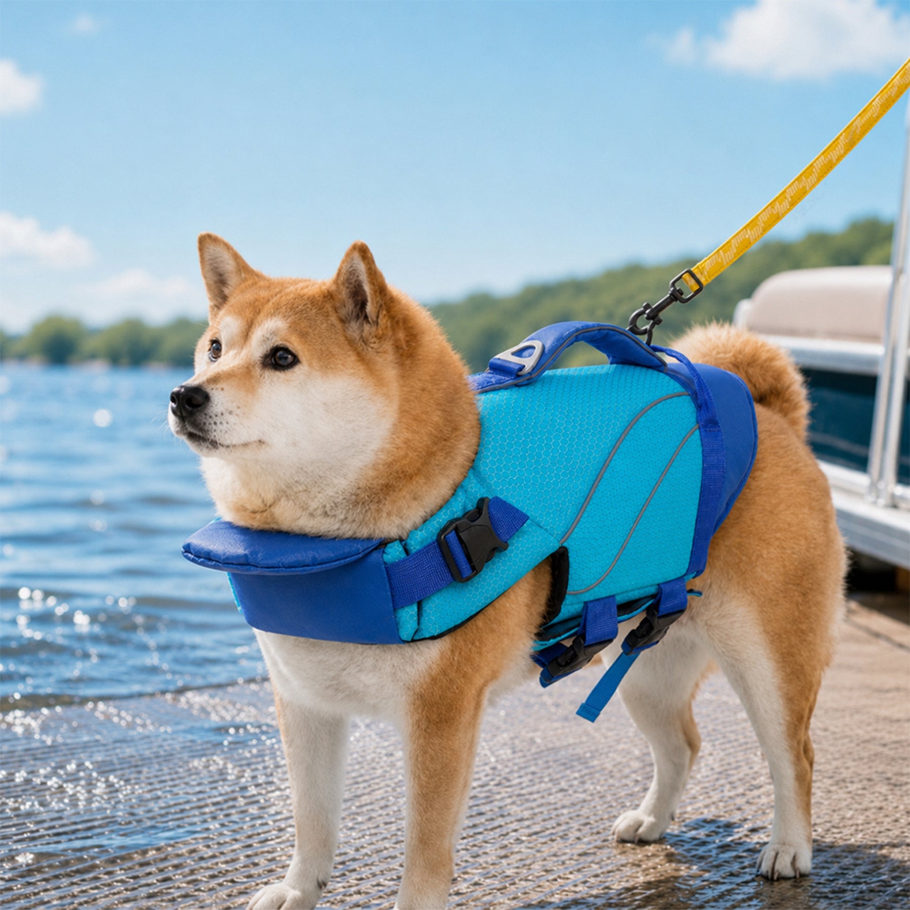 Gilet de sauvetage pour chien avec support de menton amovible