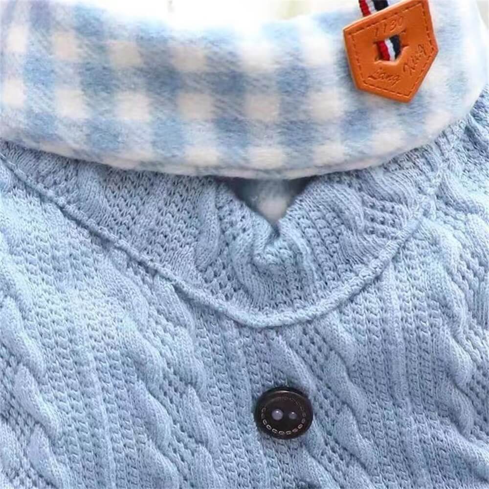 Pull en tricot confortable pour chien avec col à carreaux – Disponible en rose et bleu