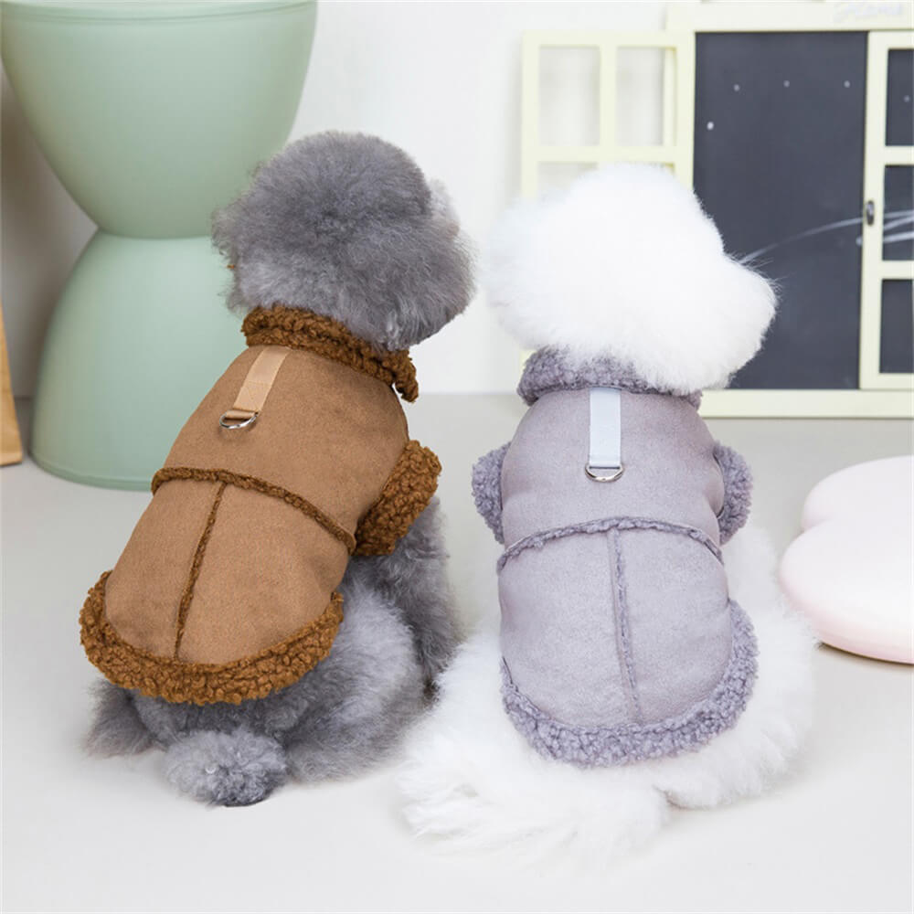 Veste pour chien en peau de mouton chaude et élégante pour l'hiver