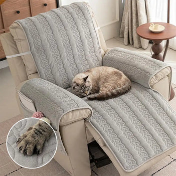 Housse fauteuil de canapé inclinable toutes saisons, résistante aux rayures, antidérapante, avec des sangles élastiques.