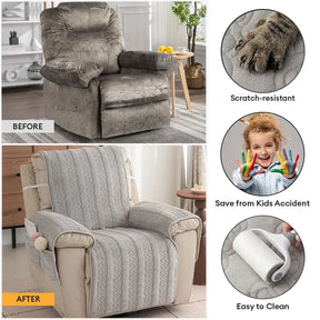 Housse fauteuil de canapé inclinable toutes saisons, résistante aux rayures, antidérapante, avec des sangles élastiques.