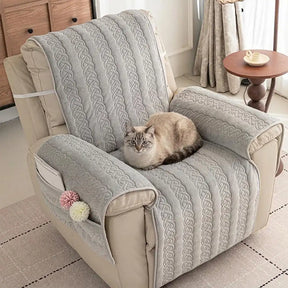 Housse fauteuil de canapé inclinable toutes saisons, résistante aux rayures, antidérapante, avec des sangles élastiques.