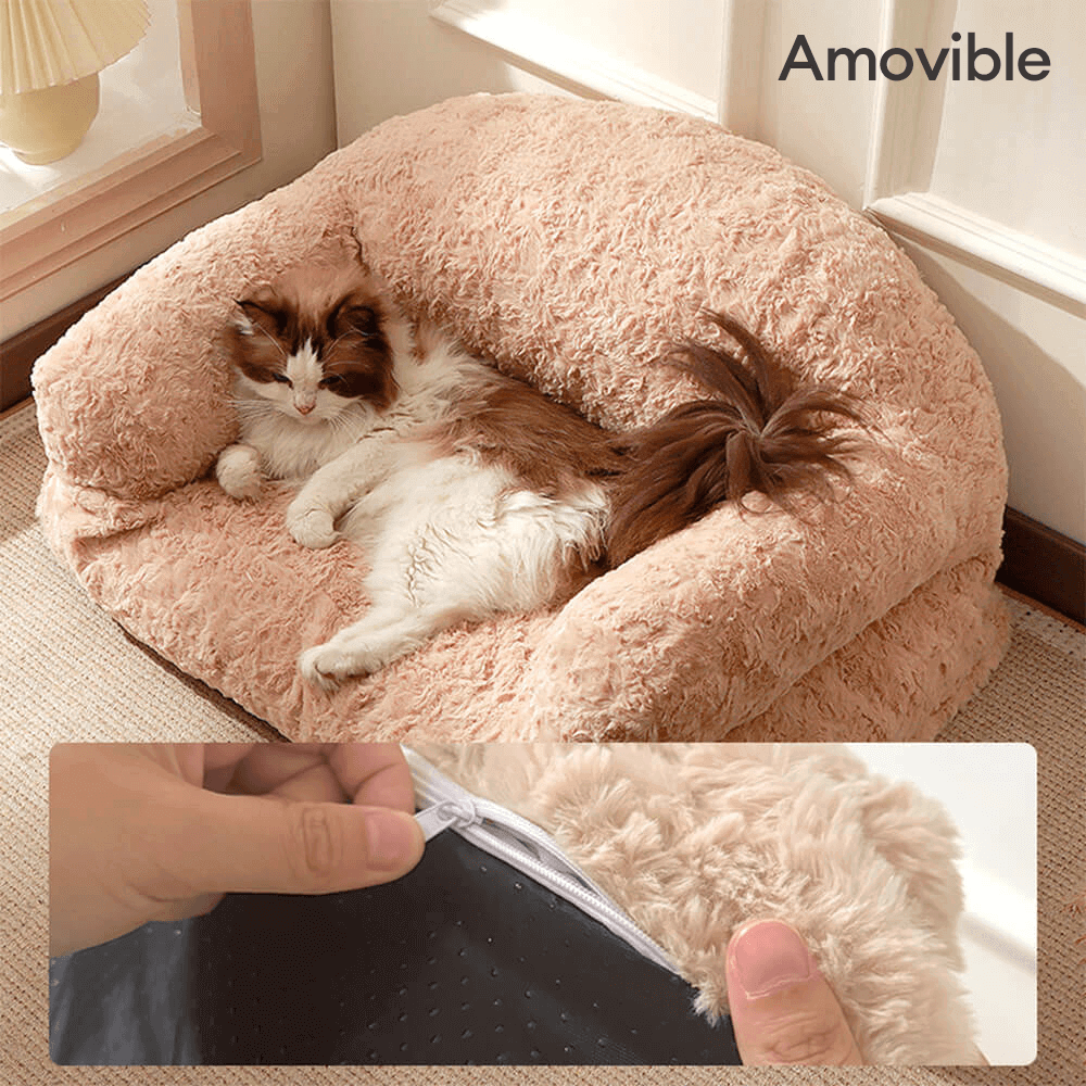 Canapé-lit doux et chaud pour chien et chat amovible et lavable avec support complet