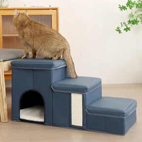 Escalier pour chien pliable multifonctionnel antidérapant, adapté à l'arthrite, avec rangement et condo.