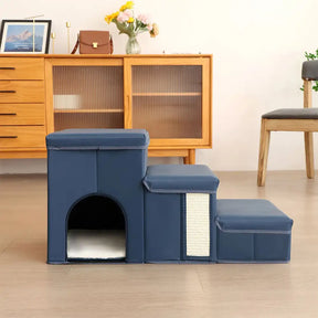 Escalier pour chien pliable multifonctionnel antidérapant, adapté à l'arthrite, avec rangement et condo.