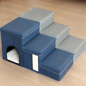 Escalier pour chien pliable multifonctionnel antidérapant, adapté à l'arthrite, avec rangement et condo.