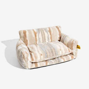 Lit pour chien et chat en faux lambswool à rayures tendance à double couche - Extérieur