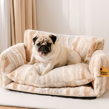 Lit pour chien et chat en faux lambswool à rayures tendance à double couche - Extérieur