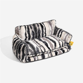 Lit pour chien et chat en faux lambswool à rayures tendance à double couche - Extérieur
