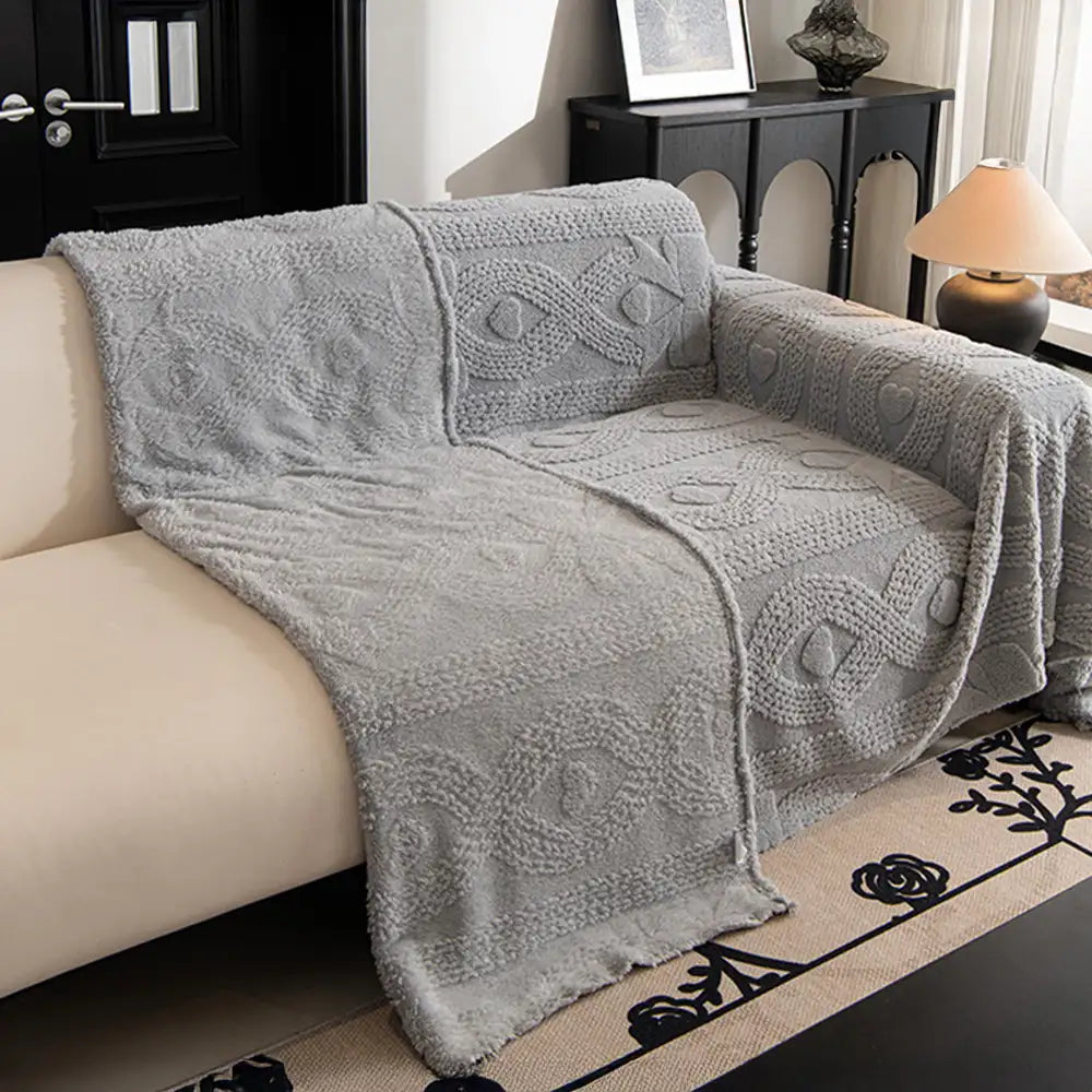Housse de canapé multifonctionnelle en peluche jacquard motif nœud papillon