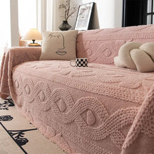 Housse de canapé multifonctionnelle en peluche jacquard motif nœud papillon