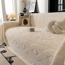 Housse de canapé multifonctionnelle en peluche jacquard motif nœud papillon
