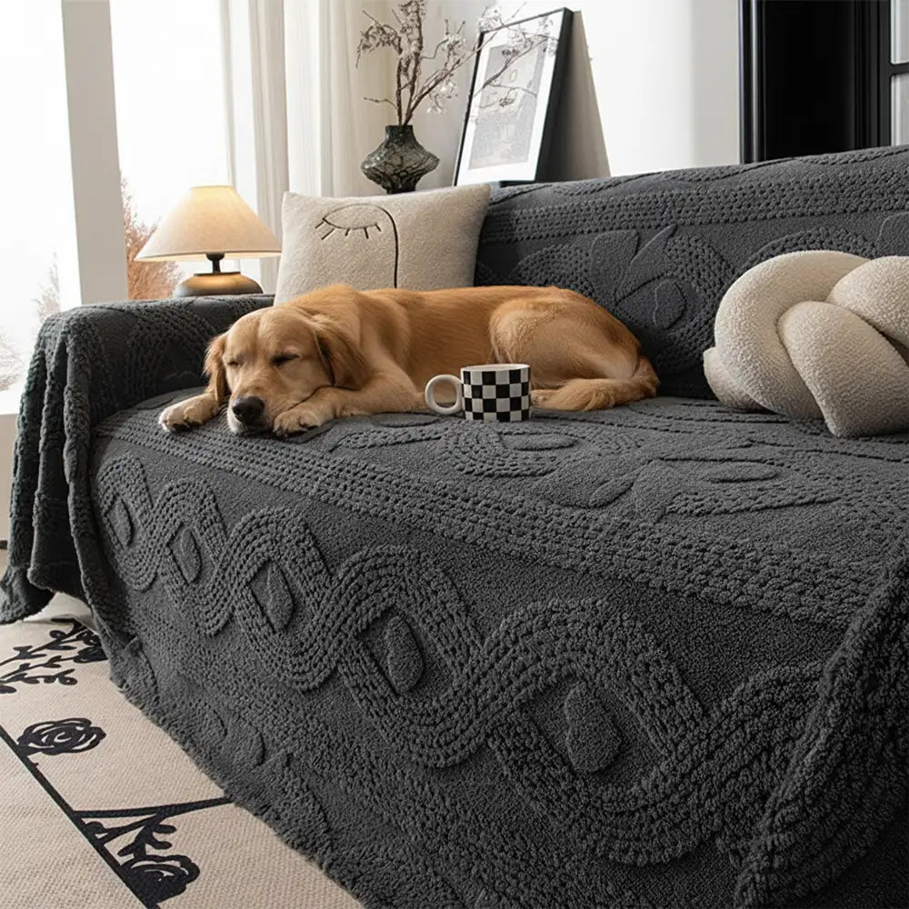 Housse de canapé multifonctionnelle en peluche jacquard motif nœud papillon