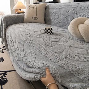 Housse de canapé multifonctionnelle en peluche jacquard motif nœud papillon