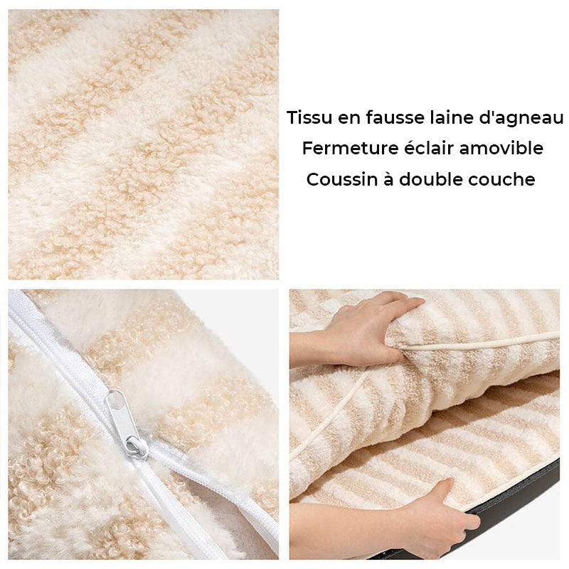 Canapé-lit rayé tendance en fausse laine d'agneau double couche pour animaux de compagnie