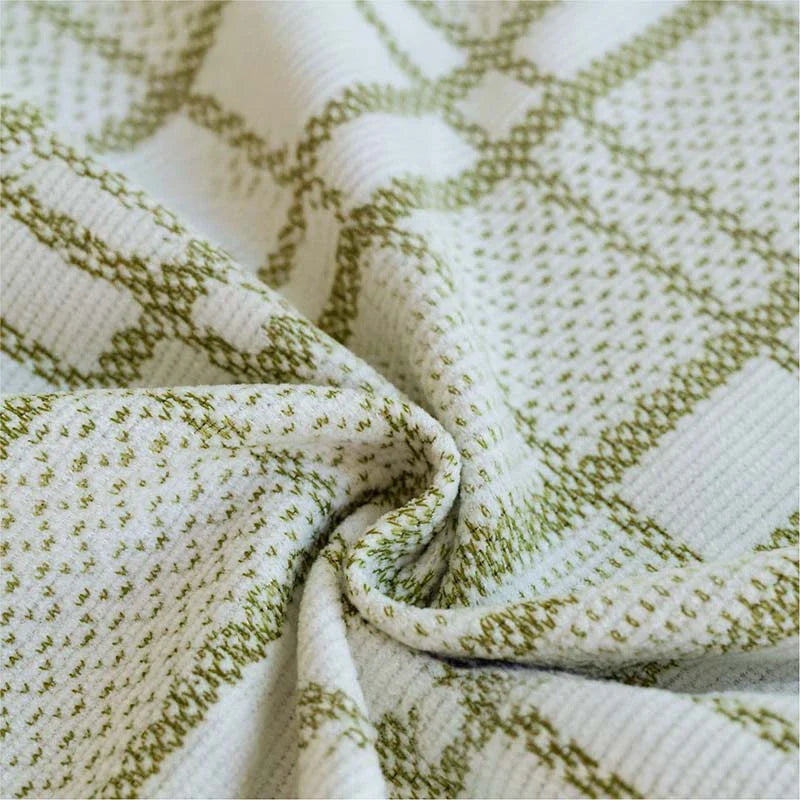 Housse de canapé en chenille respirante à motif à carreaux