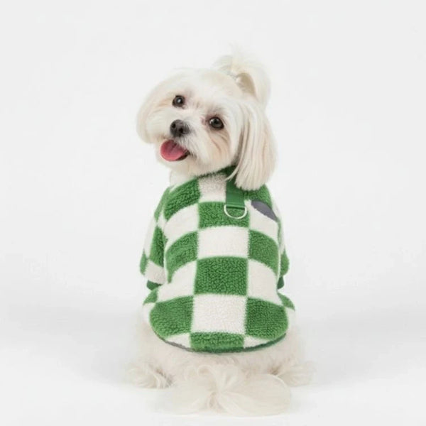 Veste en polaire à carreaux pour chien – Style audacieux et chaleur pour les promenades d'hiver