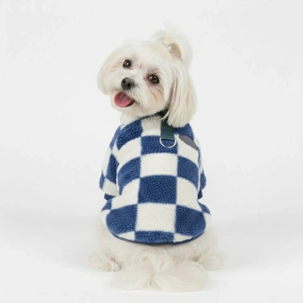 Veste en polaire à carreaux pour chien – Style audacieux et chaleur pour les promenades d'hiver