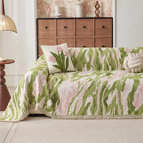 Housse de canapé Jeté de canapé en chenille confortable, résistante aux griffures, adaptée aux animaux de compagnie et lavable.