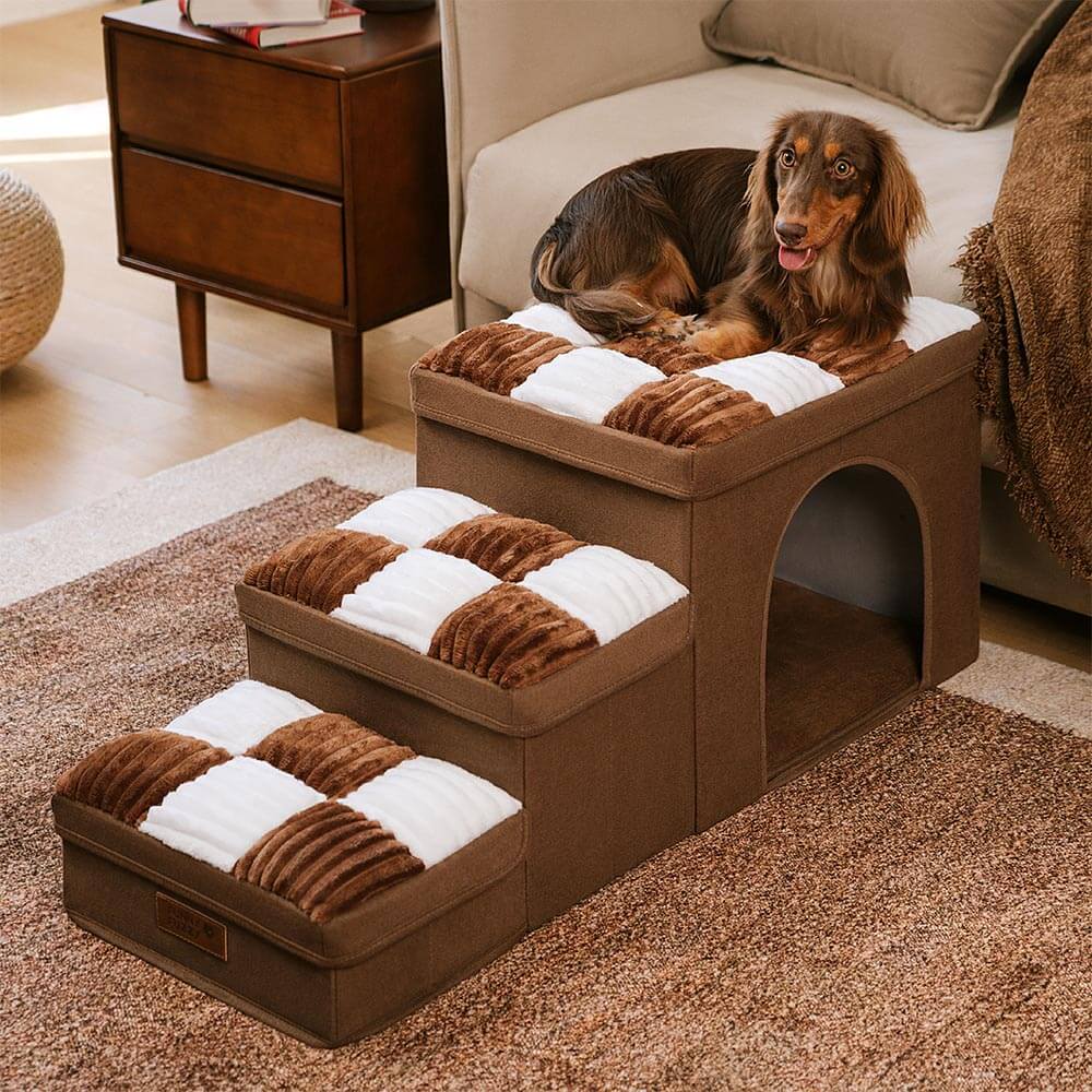 Escaliers pour Chiens en Bois Artisanal avec Rangement et Condo - Napsteps