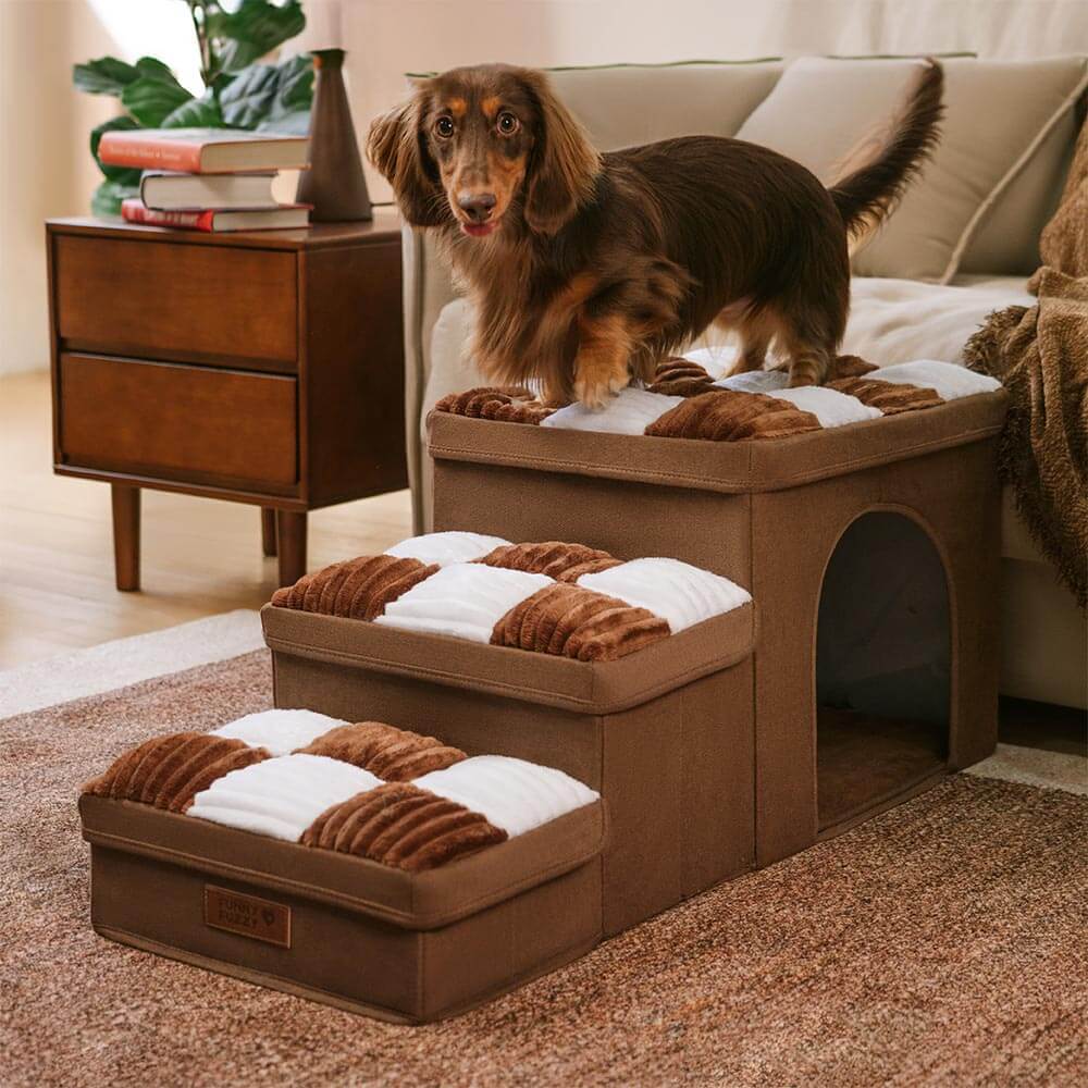 Escaliers pour Chiens en Bois Artisanal avec Rangement et Condo - Napsteps