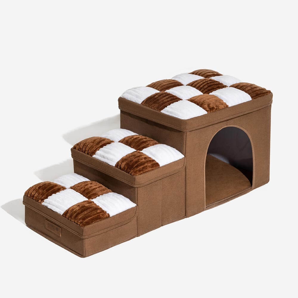 Escaliers pour Chiens en Bois Artisanal avec Rangement et Condo - Napsteps