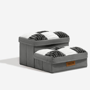 Escalier pour chien en plaid avec échiquier détachable, fait à la main, avec rangement - Marches pliables