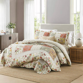 Parure de Lit Reversible en Coton Patchwork Floral Housse de Matelas