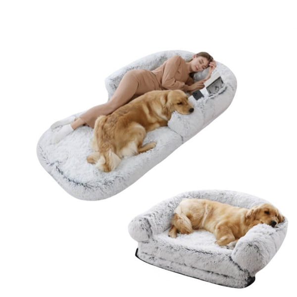 Lit pliable grand modèle chic en peluche pour chien et pour humain