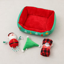 Coffret Cadeau de Noël Lit Semi-Ouvert Chaleureux pour Chien et Chat