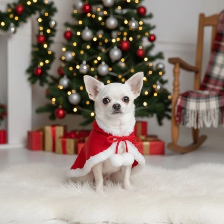 Cape en peluche chaude pour chien avec chapeau de Noël Santa Pet