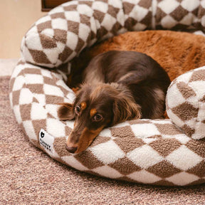 Lit pour chien lavable classique Argyle Bolster Donut - Cozy Haven