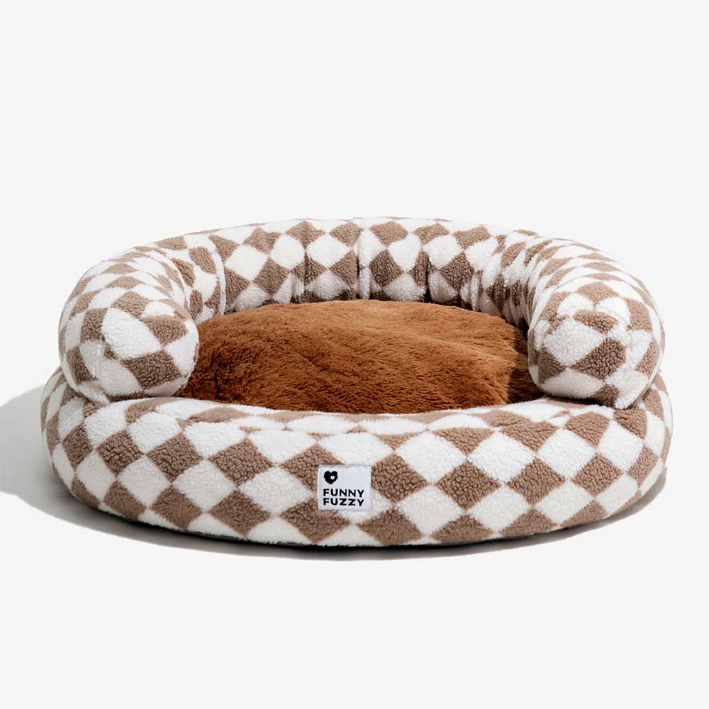 Lit pour chien lavable classique Argyle Bolster Donut - Cozy Haven