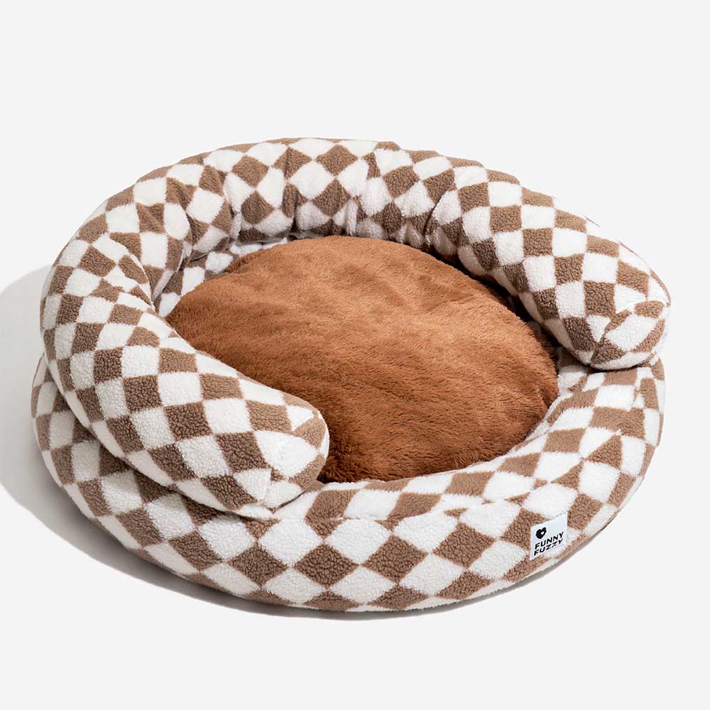 Lit pour chien lavable classique Argyle Bolster Donut - Cozy Haven