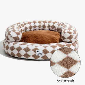 Lit pour chien lavable classique Argyle Bolster Donut - Cozy Haven