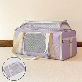 Sacs de transport pour chien et chat animaux de compagnie portable, grande capacité et extensible avec motif en diamant classique.