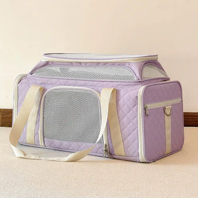 Sacs de transport pour chien et chat animaux de compagnie portable, grande capacité et extensible avec motif en diamant classique.