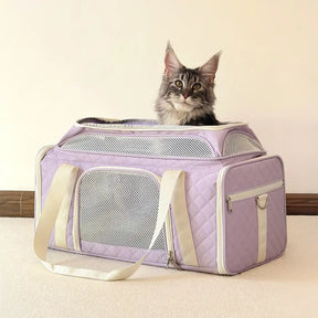 Sacs de transport pour chien et chat animaux de compagnie portable, grande capacité et extensible avec motif en diamant classique.