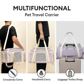 Sacs de transport pour chien et chat animaux de compagnie portable, grande capacité et extensible avec motif en diamant classique.