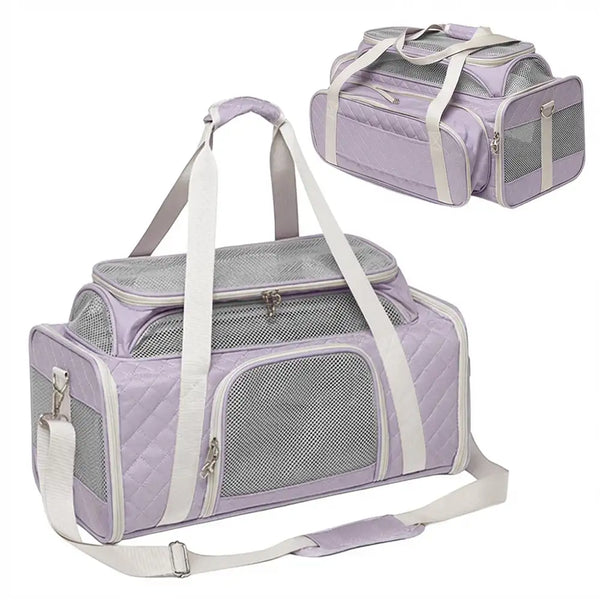 Sacs de transport pour chien et chat animaux de compagnie portable, grande capacité et extensible avec motif en diamant classique.