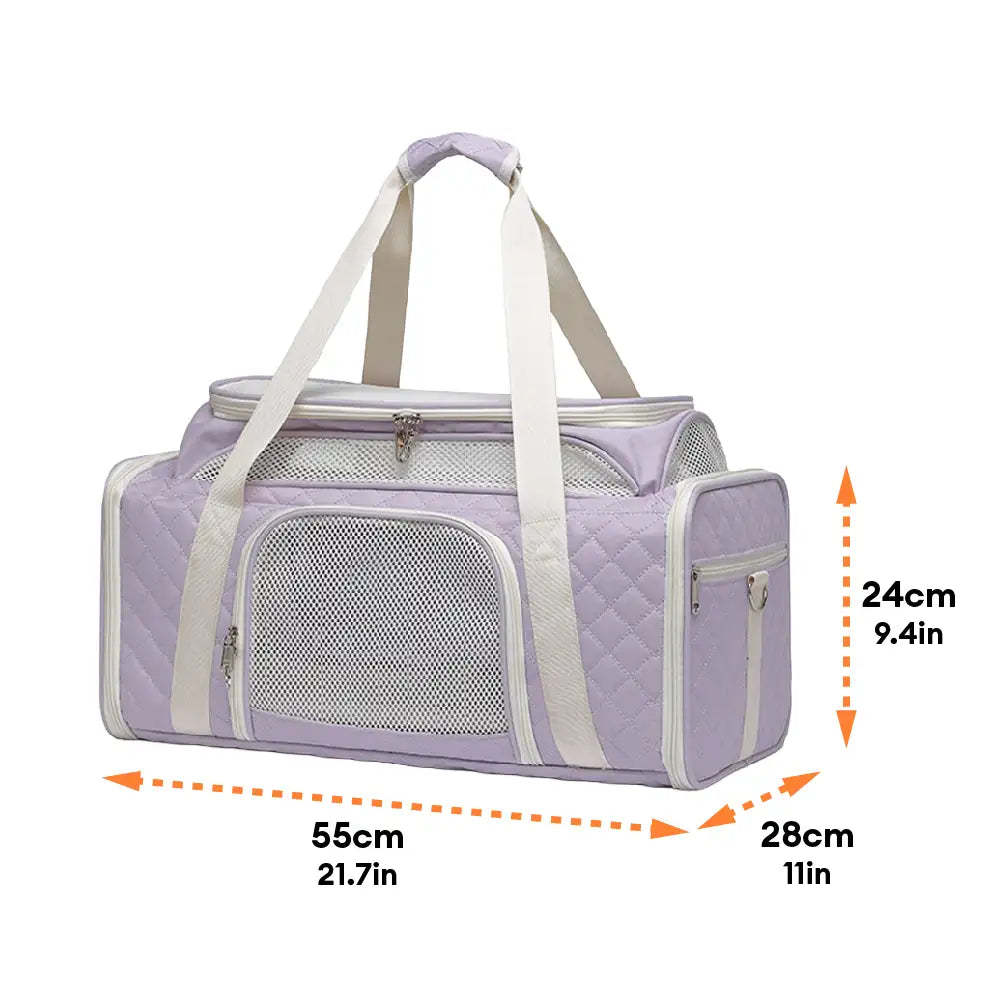 Sacs de transport pour chien et chat animaux de compagnie portable, grande capacité et extensible avec motif en diamant classique.